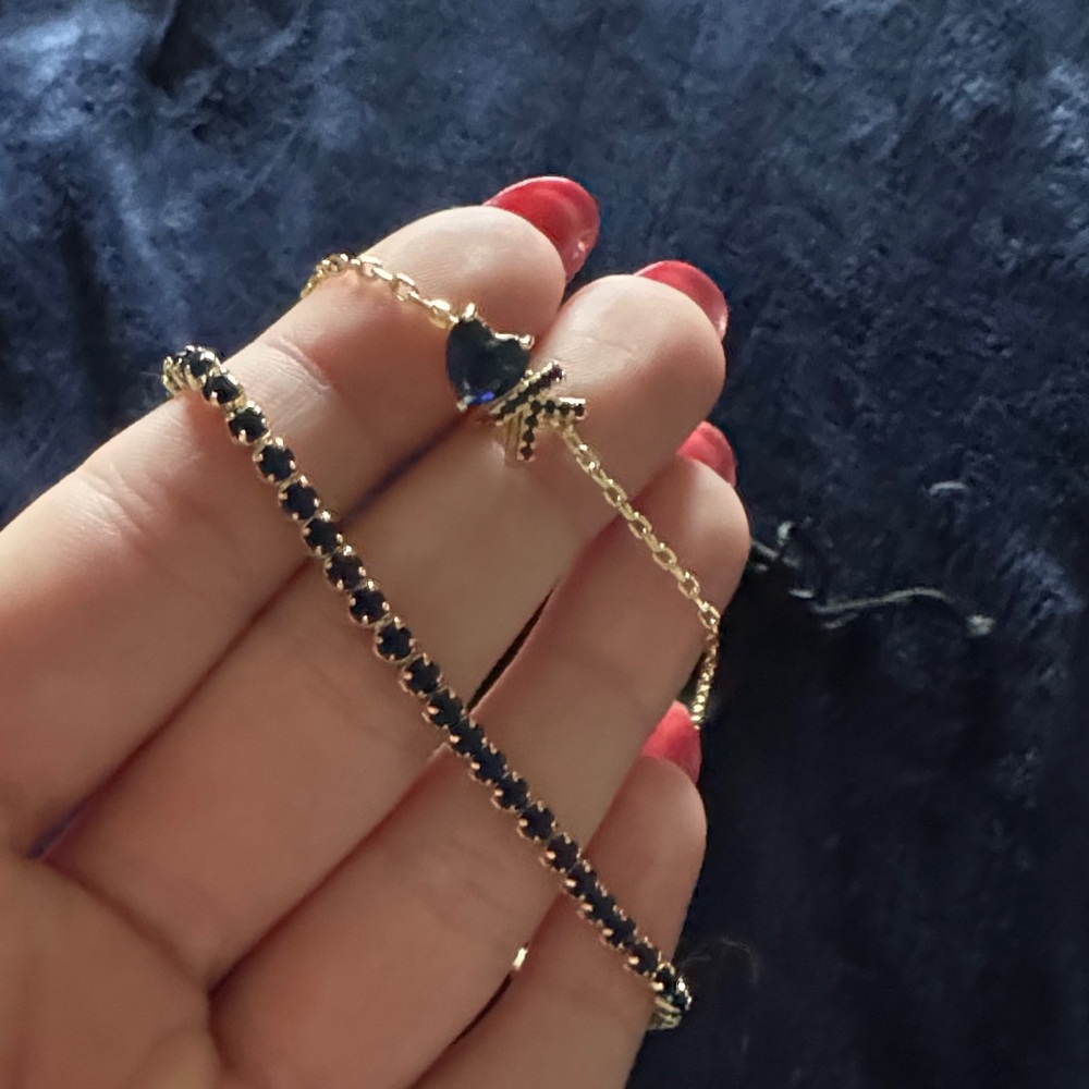 Elegant Blue and Gold anklets
